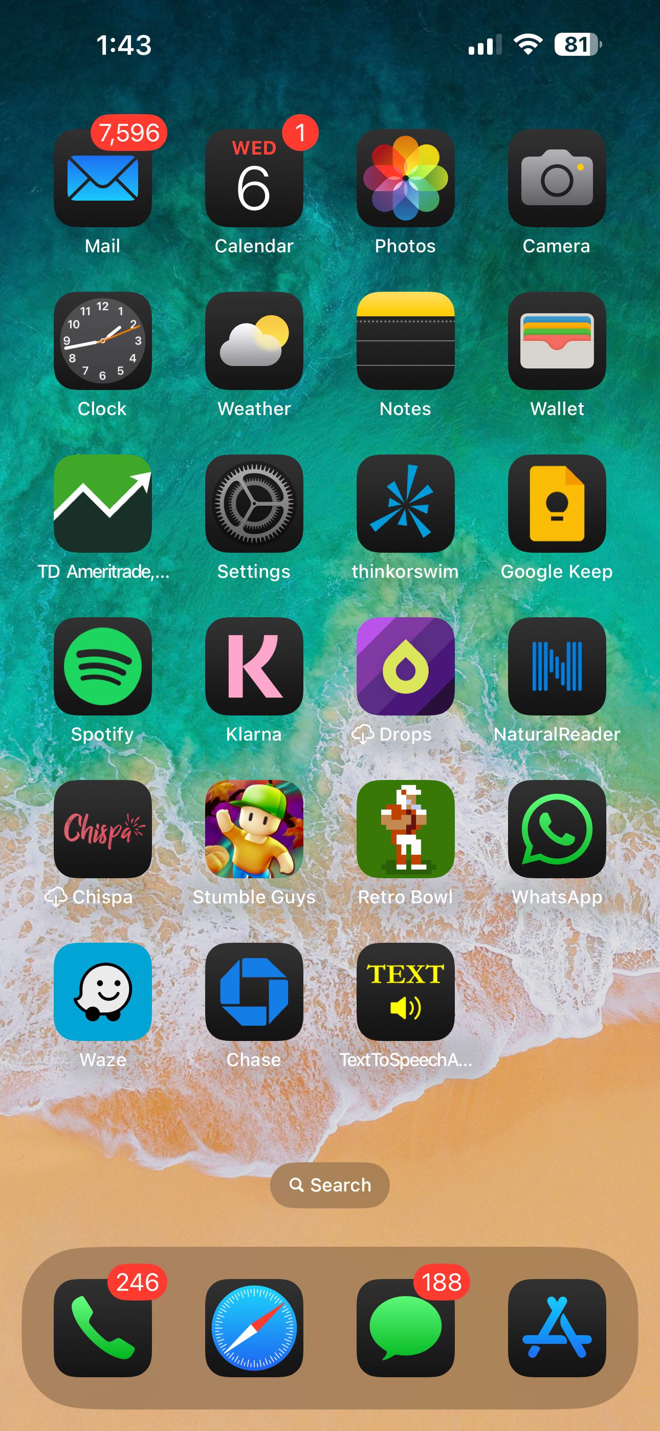 iOS 18 Home screen with dark icons